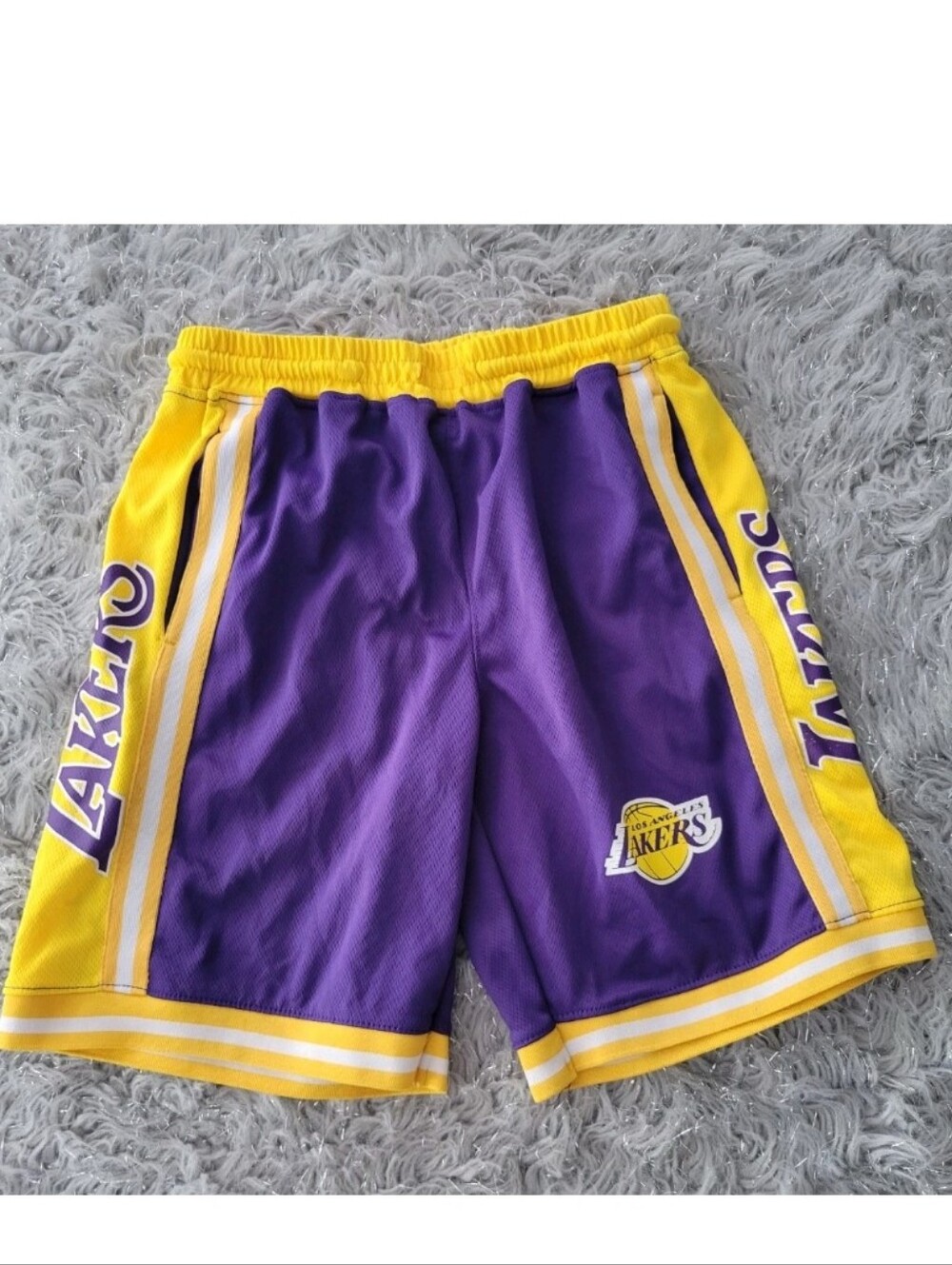 Los Angeles Lakers NBA Basketball Shorts Purple Gold LA Full Court Youth 12